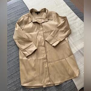 Boho Chic Elegant Tan Women's tunic button down size XL golden color
